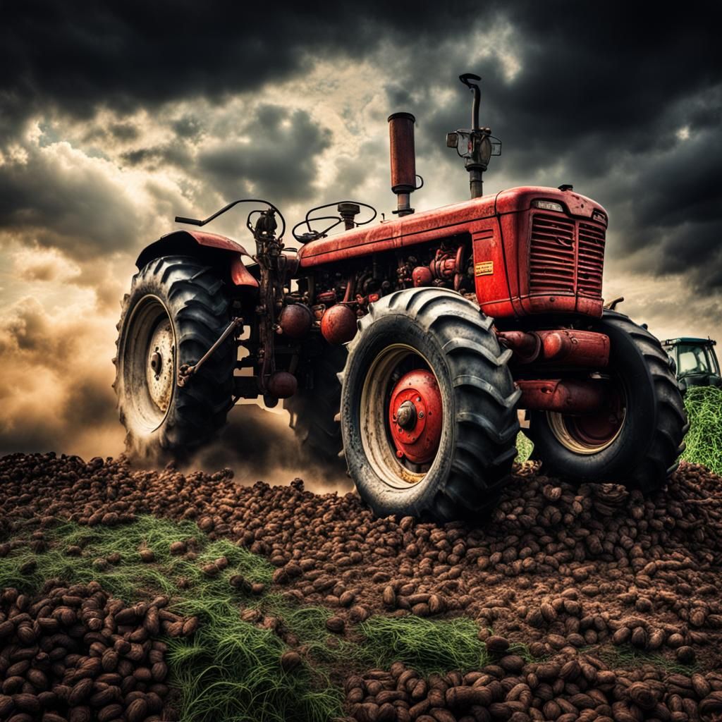 Hyperrealistic Tractor Fight in Cinematic Style