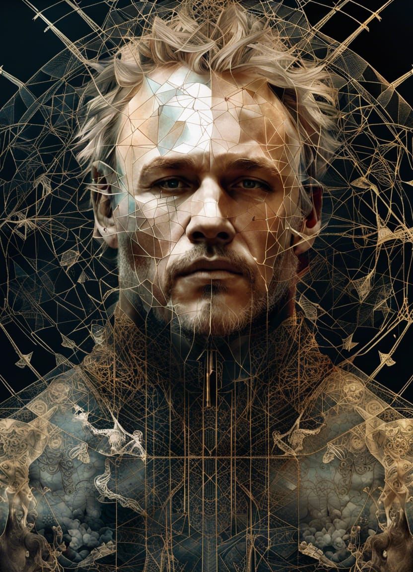 Ethereal Portrait with Spiritual Aura and Filigree