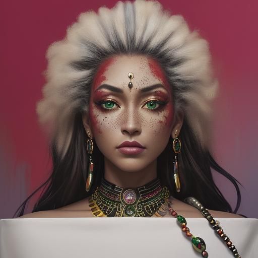 Hyperrealistic Portrait with Leather, Metal, and Jewels