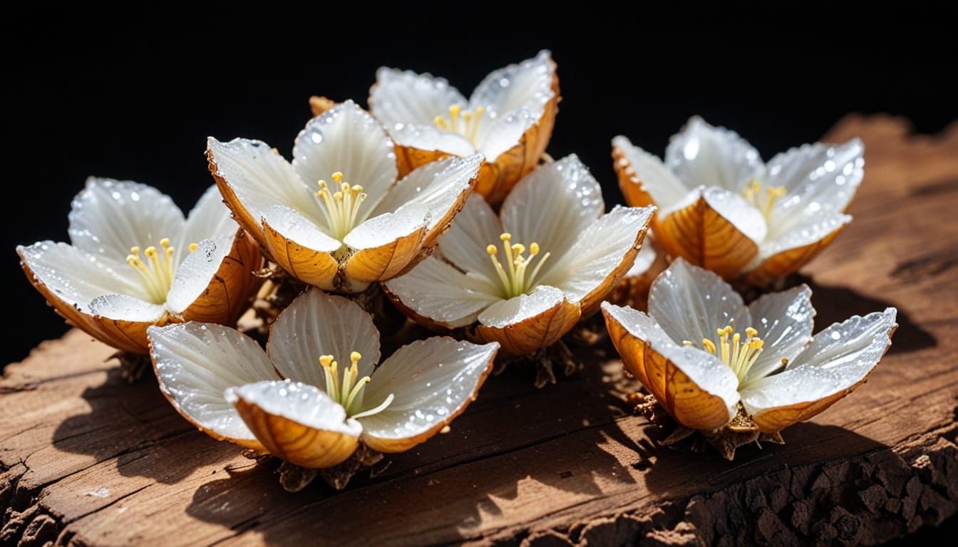 Cracked Mother-of-Pearl Shell Radiating Light