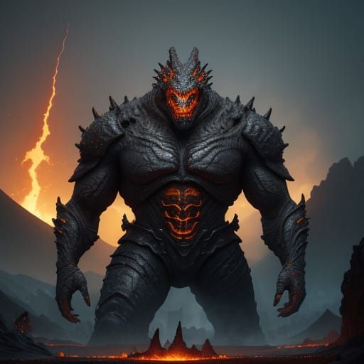 Majestic Stone Aegirion Protector of Volcanic Realm