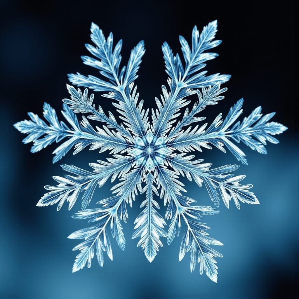 Intricate Snowflake Macro Photo Under Microscope