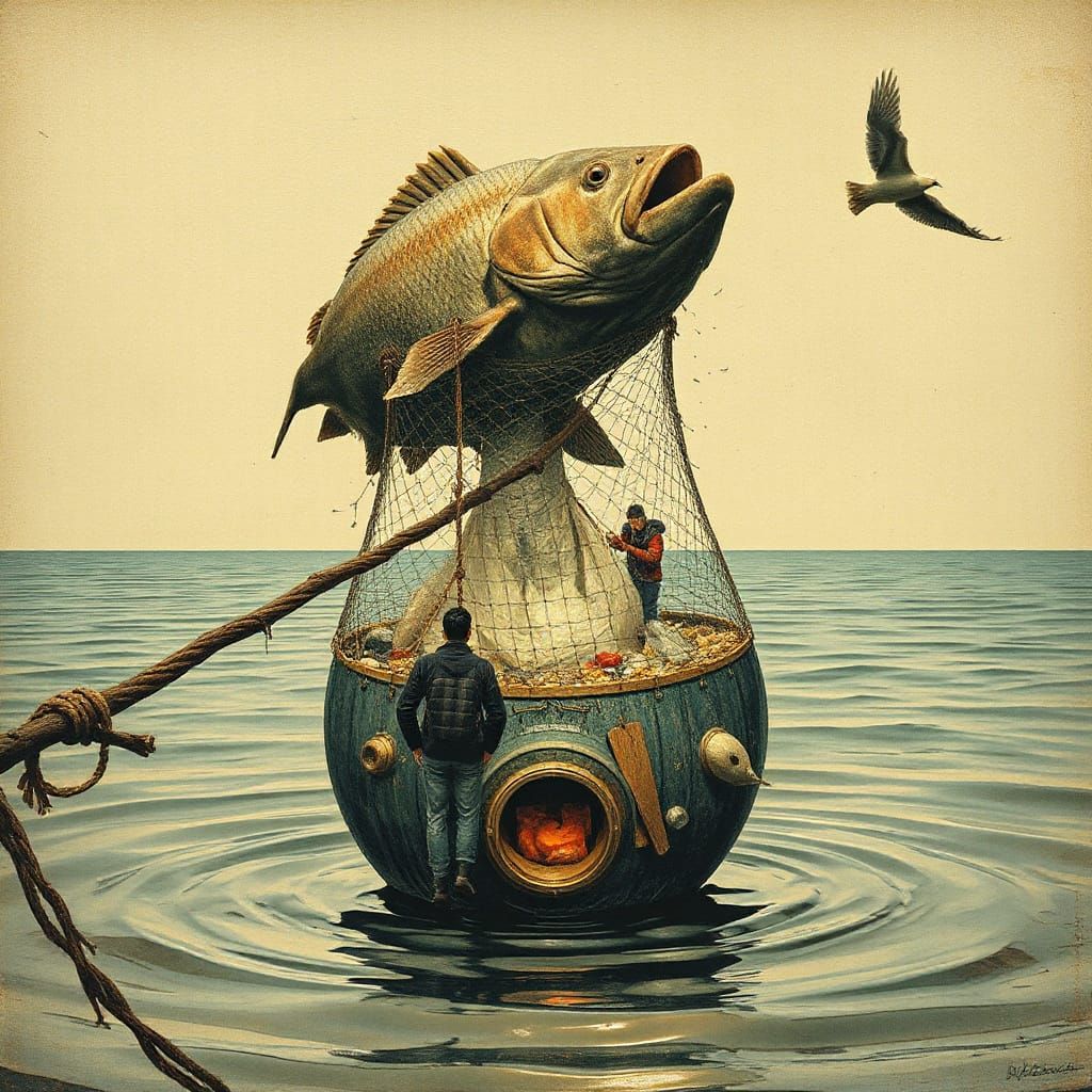 Ancient Gods Emerge from the Sea in Digital Art Style