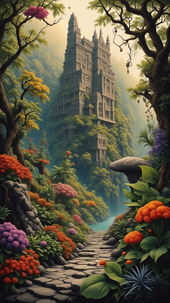 Ancient Jungle Temple in Golden Light