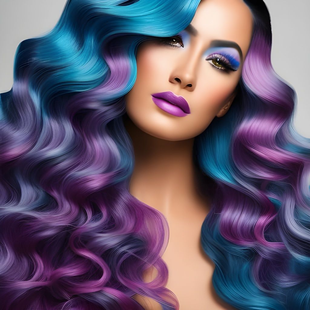 Elegant Hispanic Woman with Purple Hair