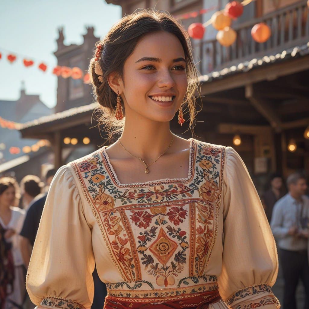 Lebanese Village Girl in Folkloric Celebration