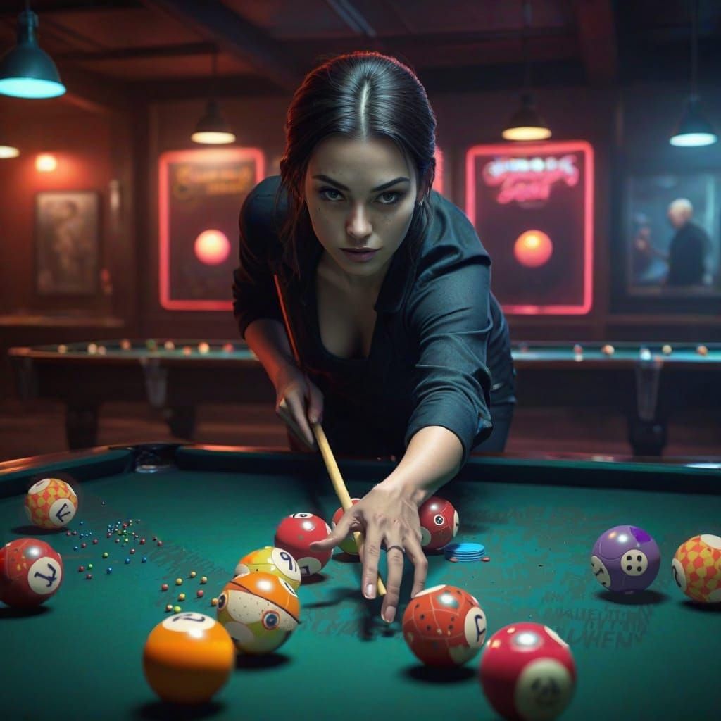 Vibrant Ball Collage in Bold, Cyberpunk-Inspired Style