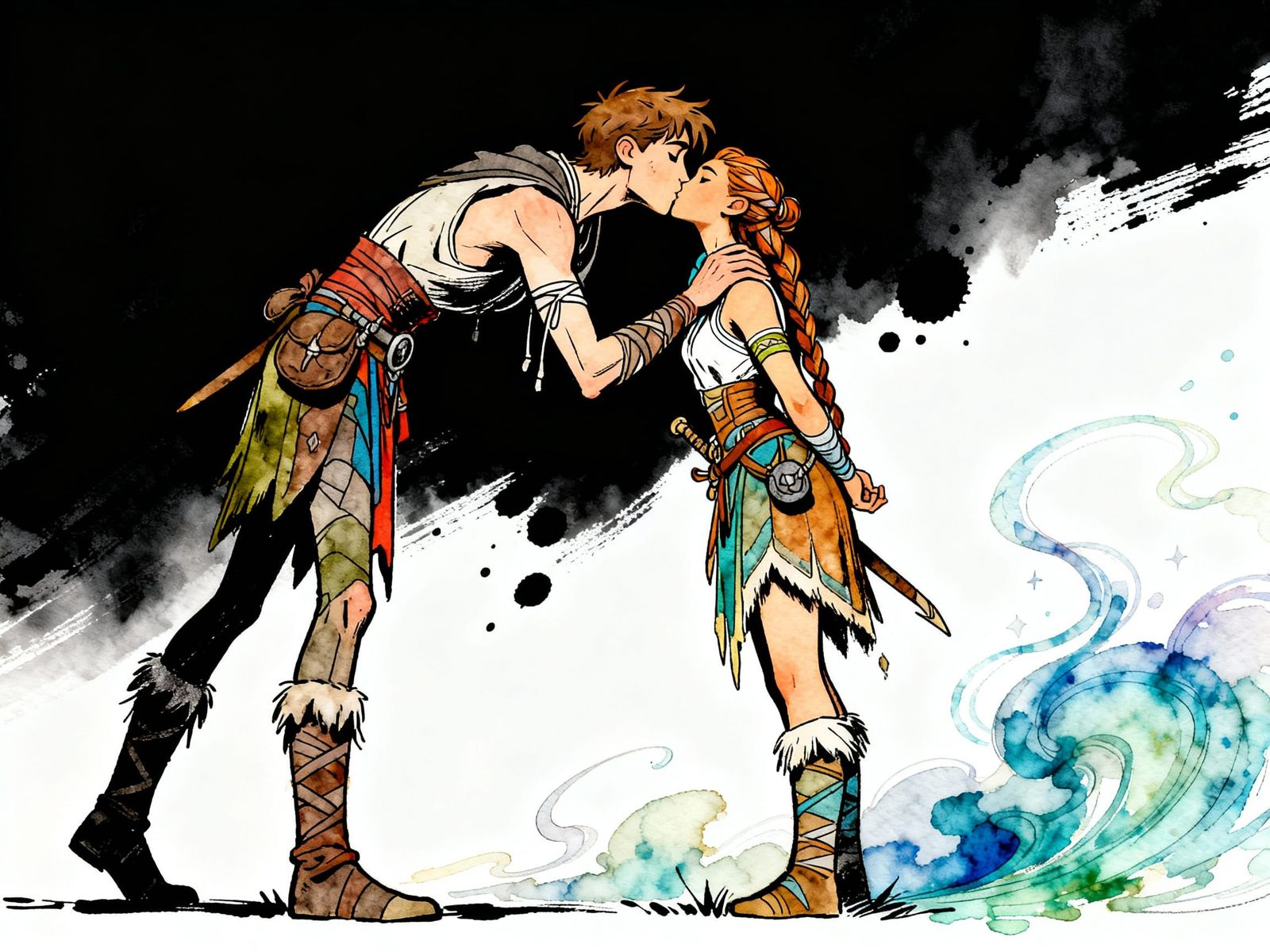 medium distance, ultra wide-angle, storytelling, full body p...