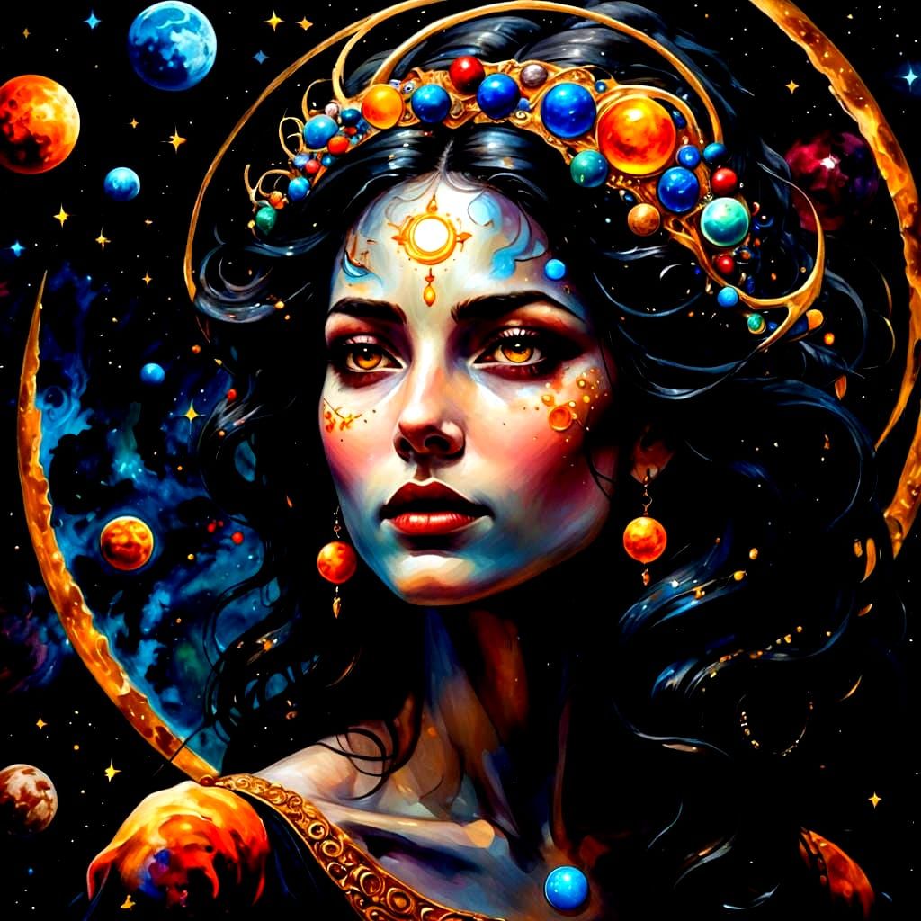 Planetary Alignment: Selene's Velvet Night Majesty