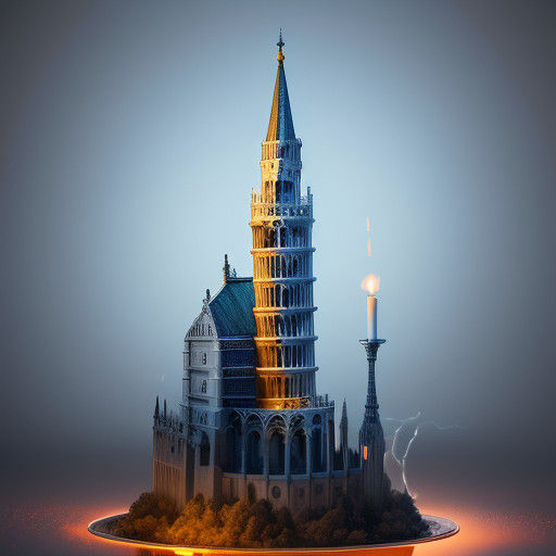 Surreal Anime Art of a Glowing Leaning Tower of Pisa Candle