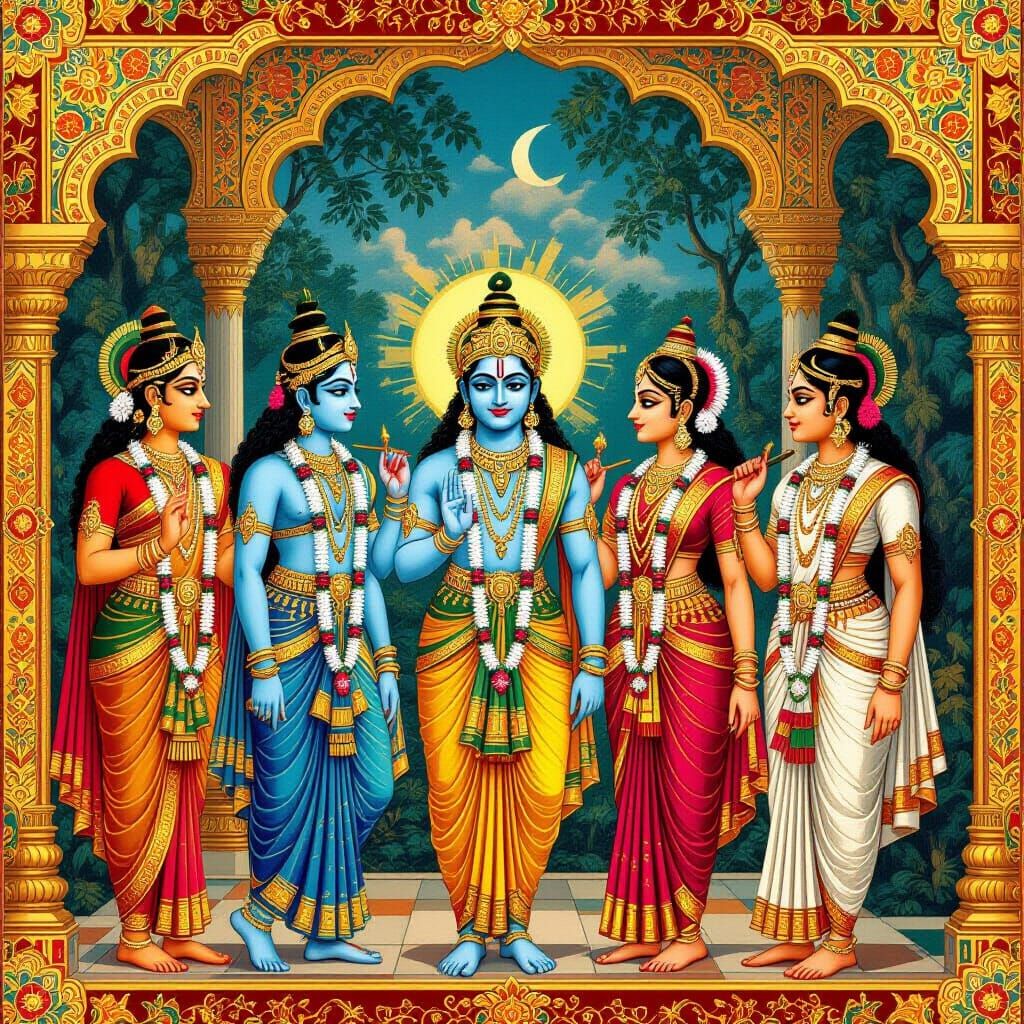 Mahabharata Scene in Raja Ravi Varma Style