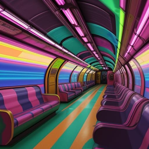 Psychedelic London Underground Train Art