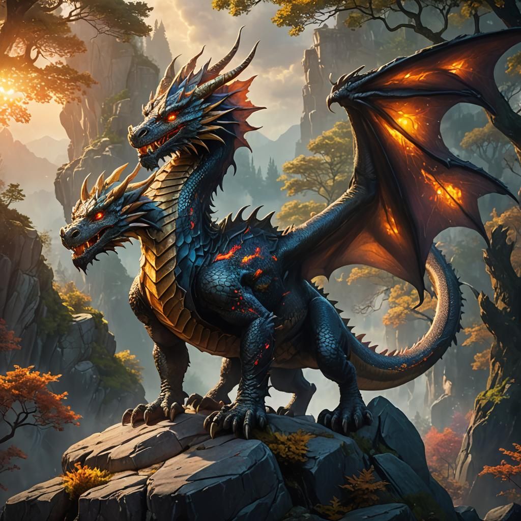 Majestic Dragon Overlooking Mystical Forest