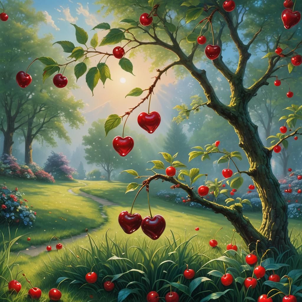 Cherries in Ethereal Fantasy Garden Style