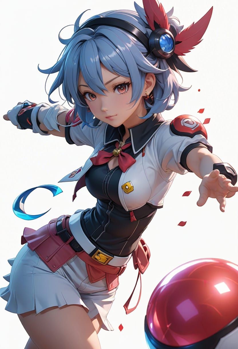 Elegant Anime-Inspired Pokémon Trainer in 3D