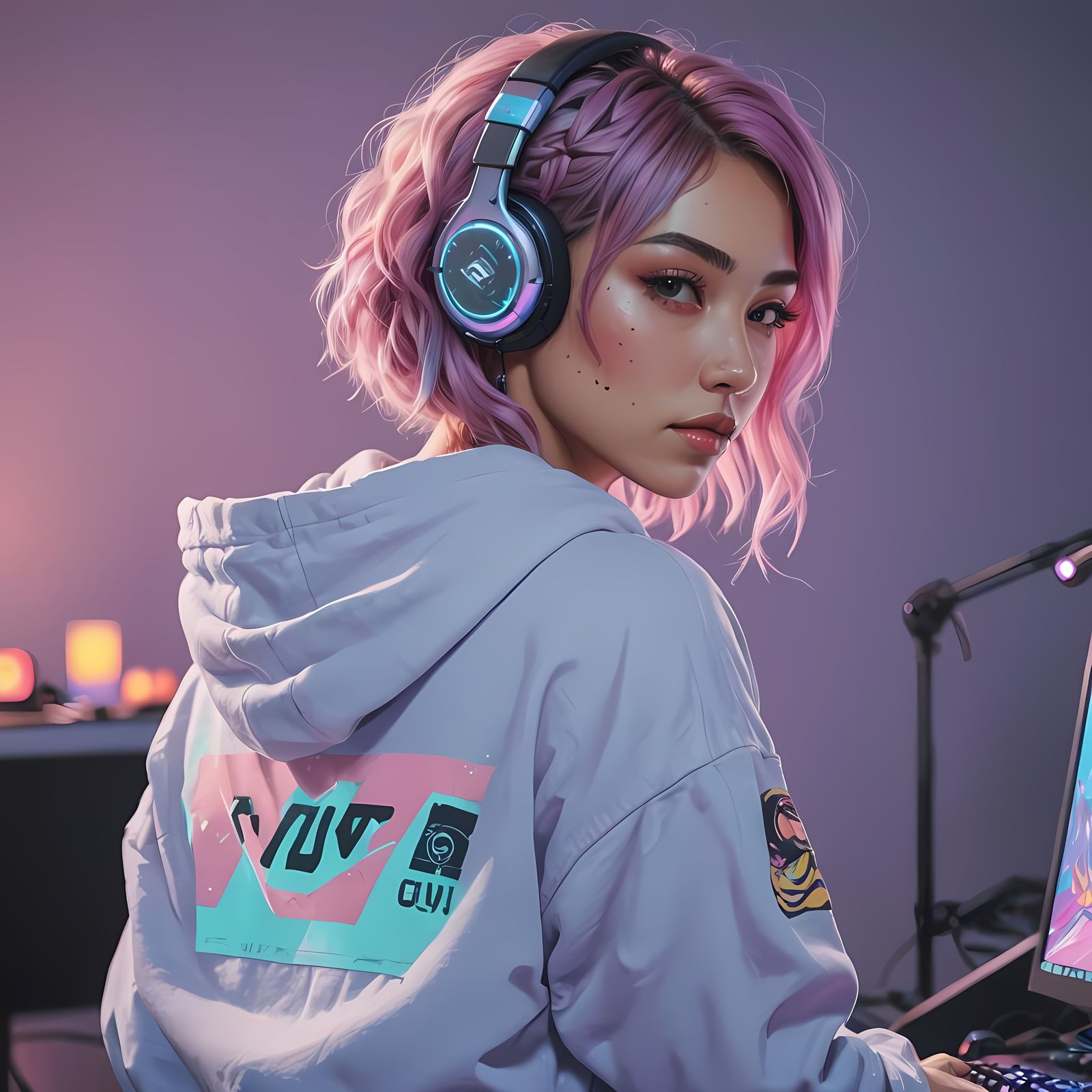 Latina E-Girl Streamer's Gaming Setup
