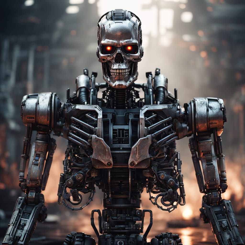 Terminator Endoskeleton in Fantastical Matte Painting
