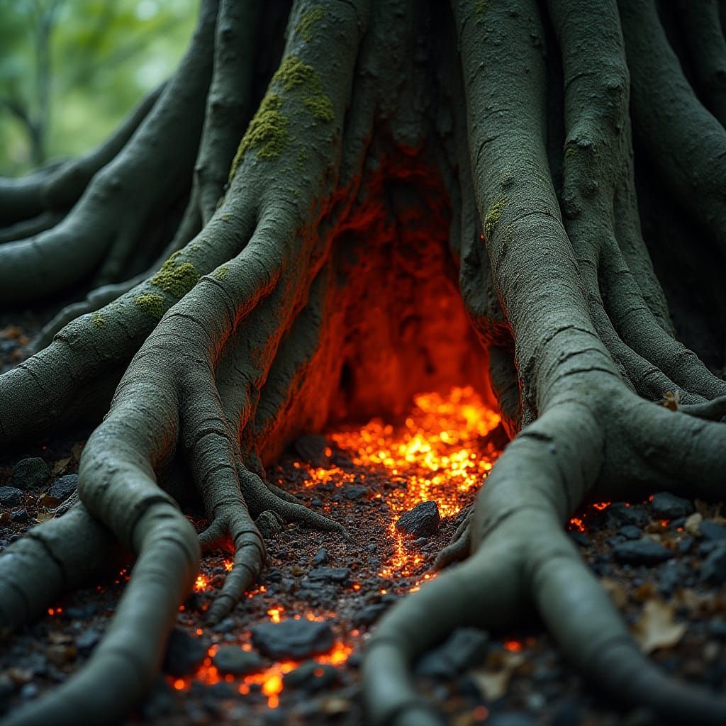 Ancient Oak Tree Transforms into Primordial Lava