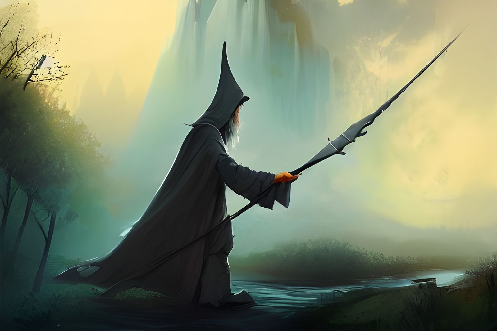 Gandalf Casting a Spell: Fantasy Art