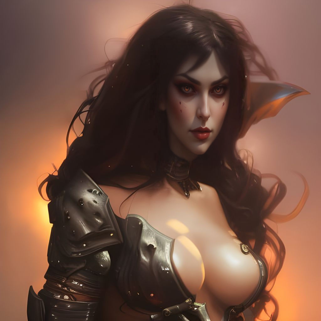 Armored Vampire Warrior Portrait in Hyperdetailed Style