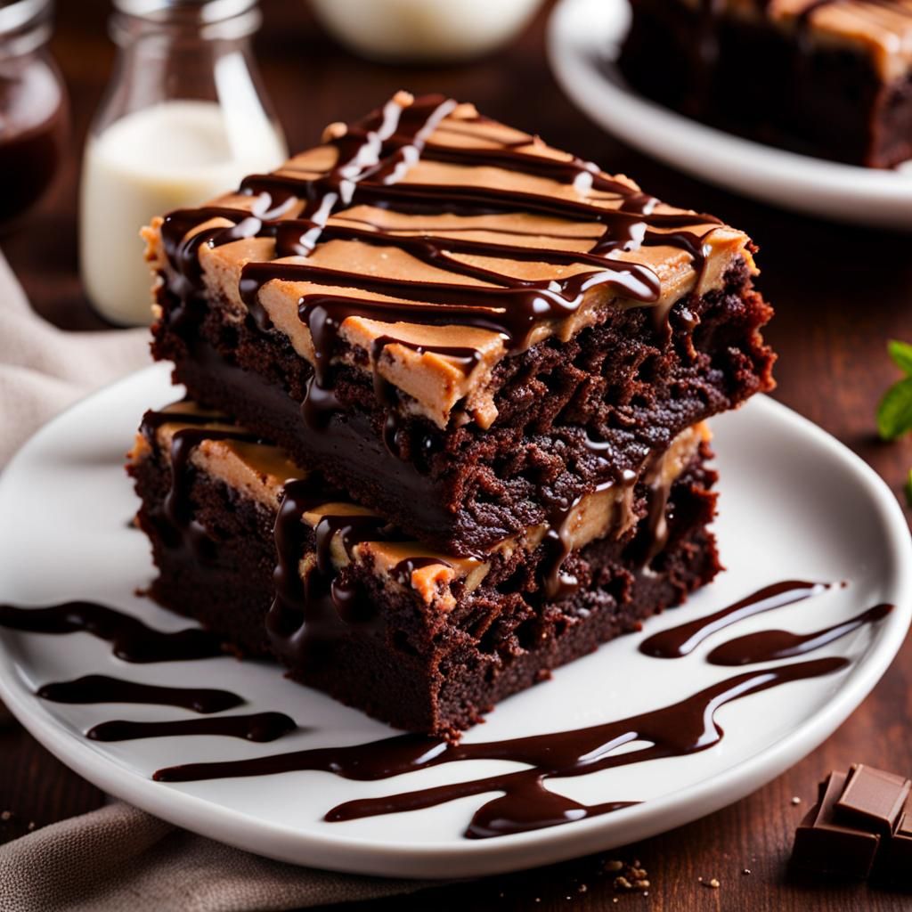 Delicious Brownie with Chocolate Drizzle