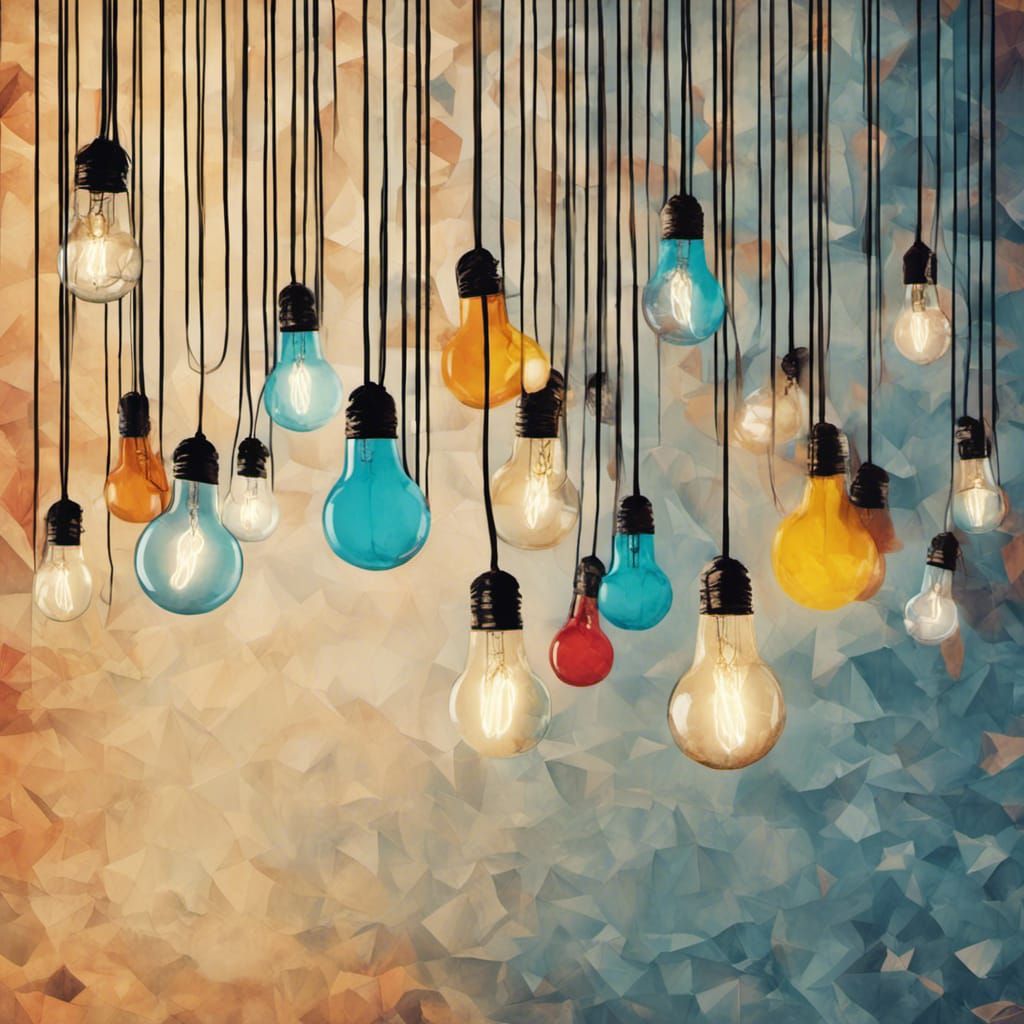 500 Lightbulbs in Mixed Media Collage Art
