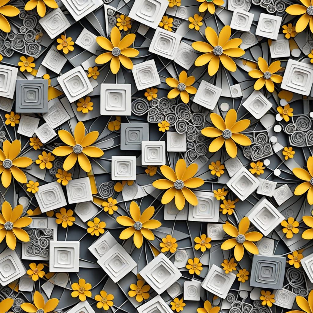 Abstract Digital Art with Geometric Patterns and Zentangle L...