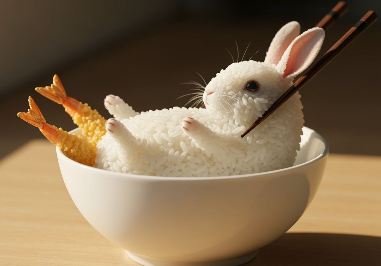 Rabbit Rice Bowl with Tempura Feet