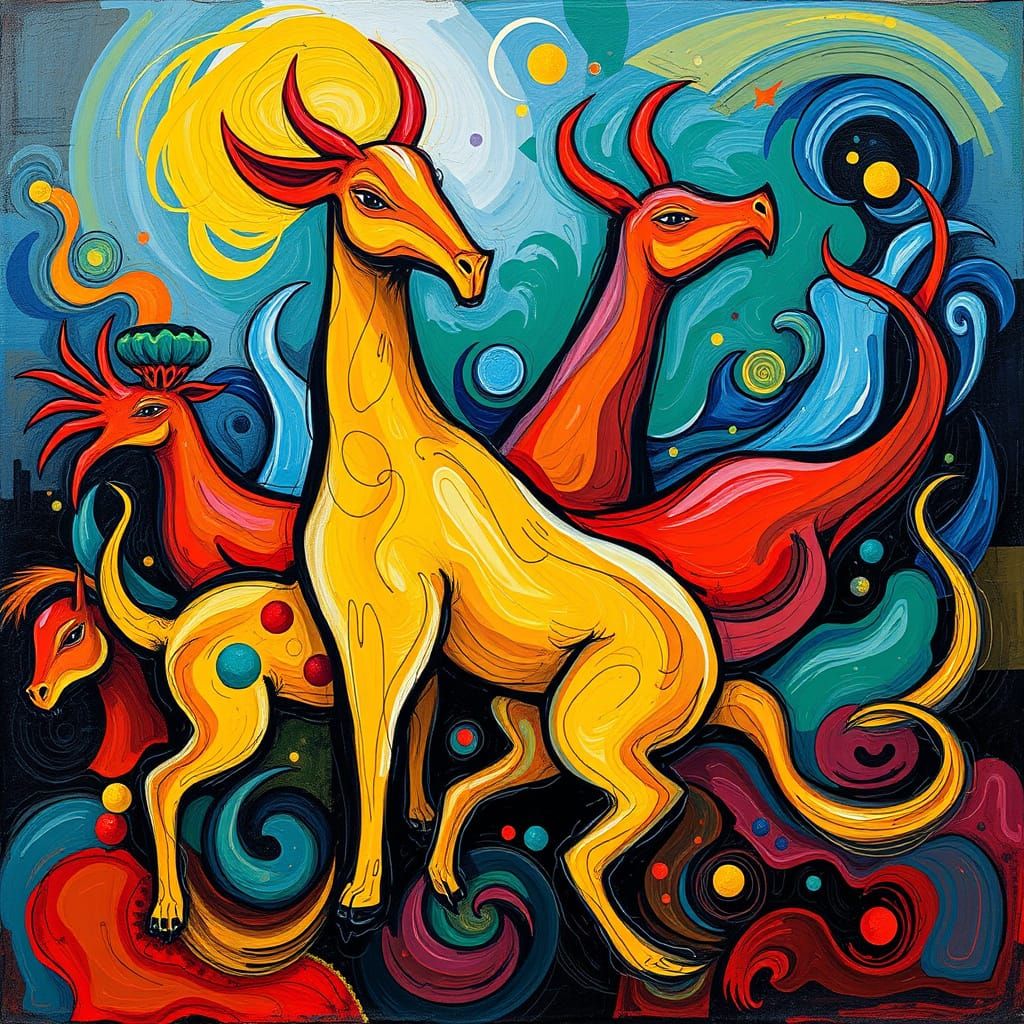 Vibrant Expressionist Animal Dreamscapes