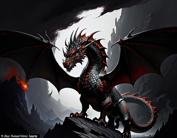 Fiery Dragon in Dynamic Fantasy Art Style