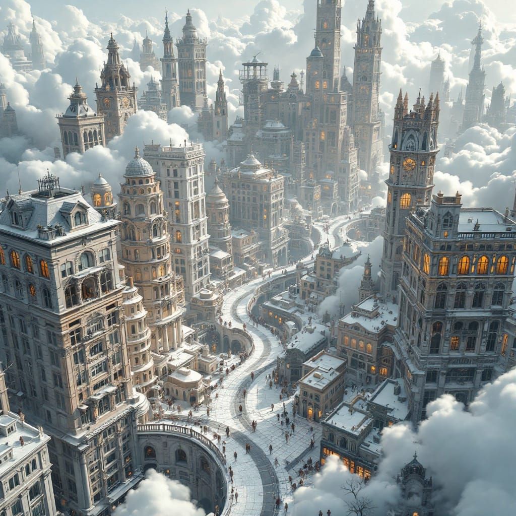 Paradoxical Cityscape in Mind-Bending Escher Style