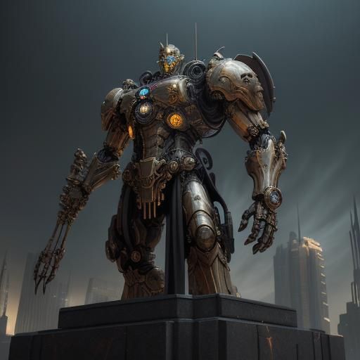 Steampunk Sci-Fi Mech Worker Statue in High Detail