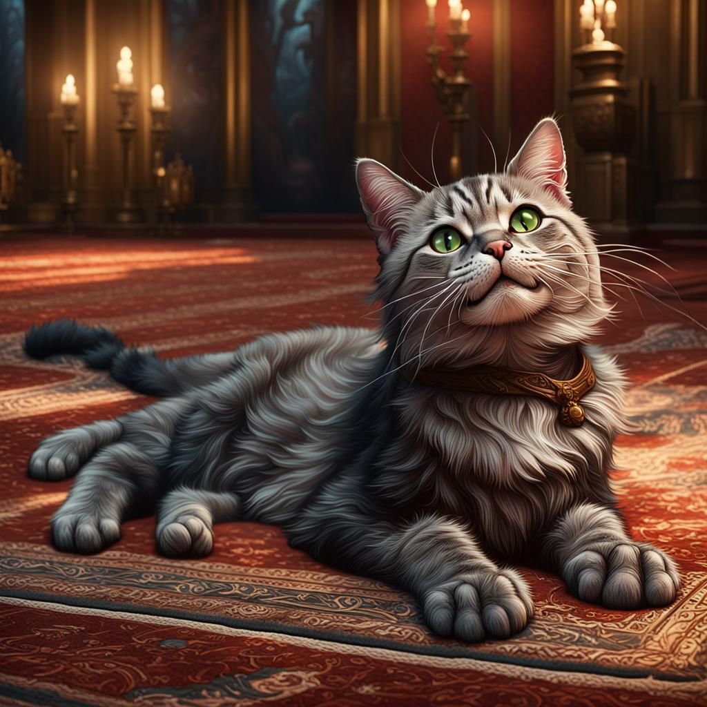 Happy Cat Rolls: Dark Fantasy Art in 8k