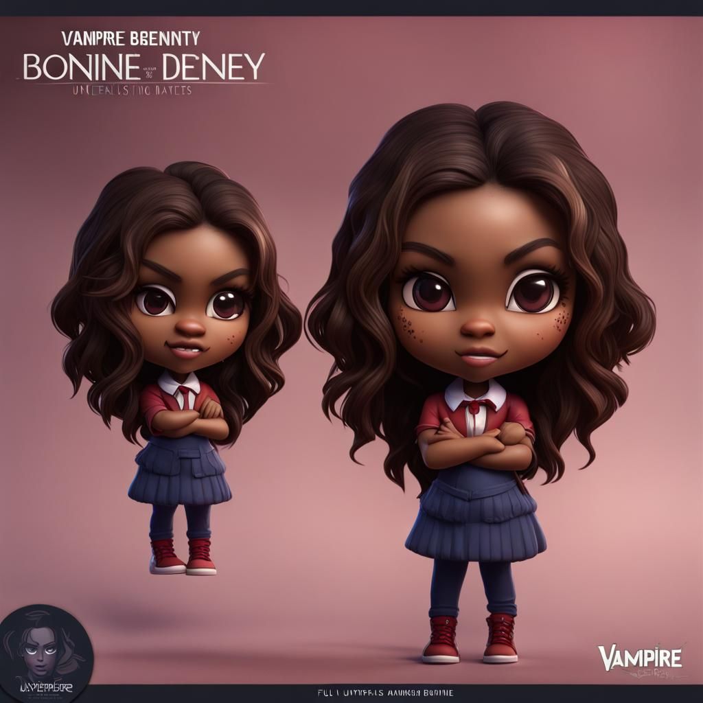 Hyperrealistic Chibi Bonnie Bennett: Detailed Matte Painting