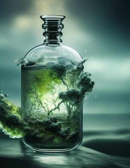 Bioluminescent Mushroom in a Bottle: Macro Photography