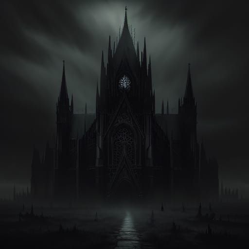 Seven Demonic Figures Unite in Dark Gothic Cathedral