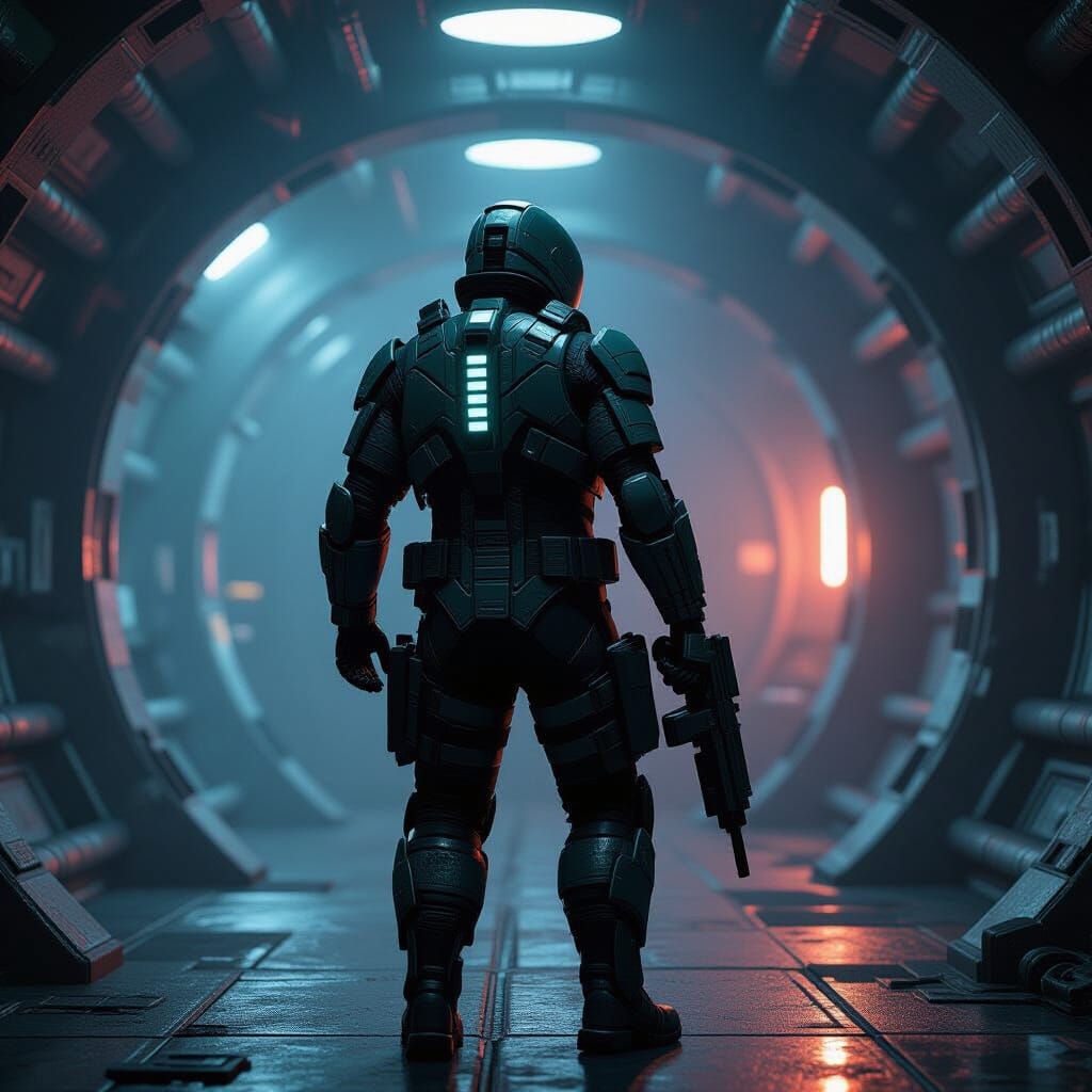Isaac Clarke in Derelict Spaceship, Cinematic Style
