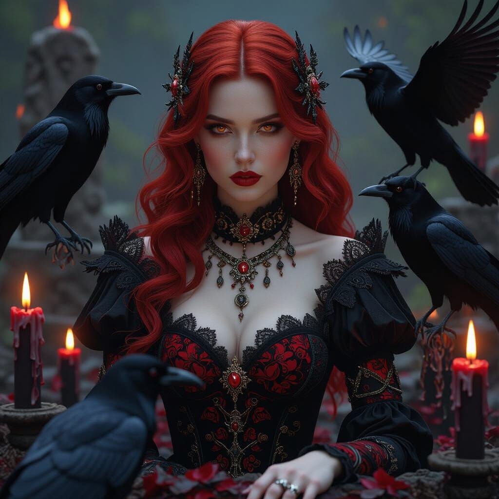 Mystical Woman Casting Spell in Dramatic 3D Rendering