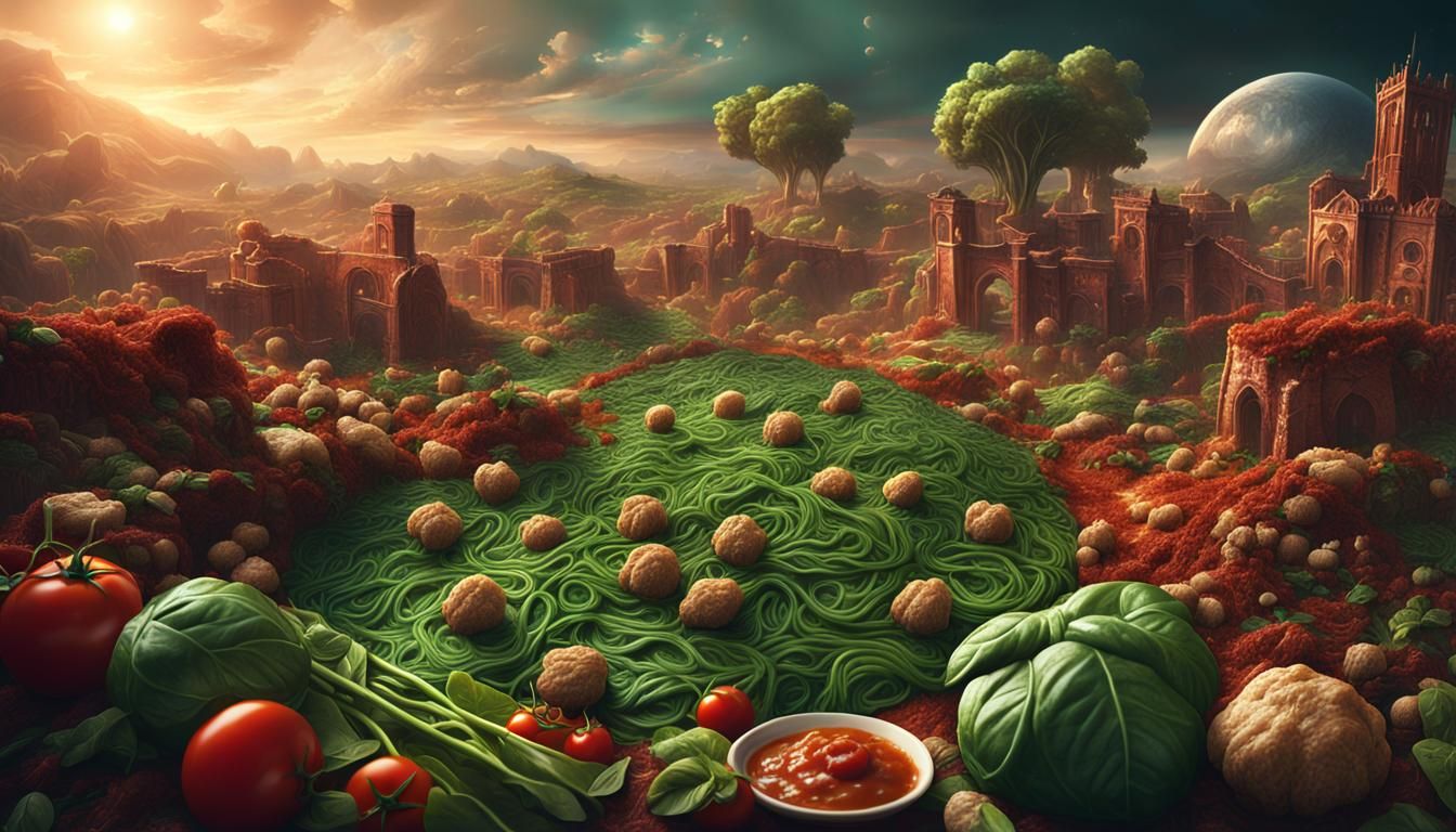 Spaghetti Landscape: Detailed Matte Painting in 8k