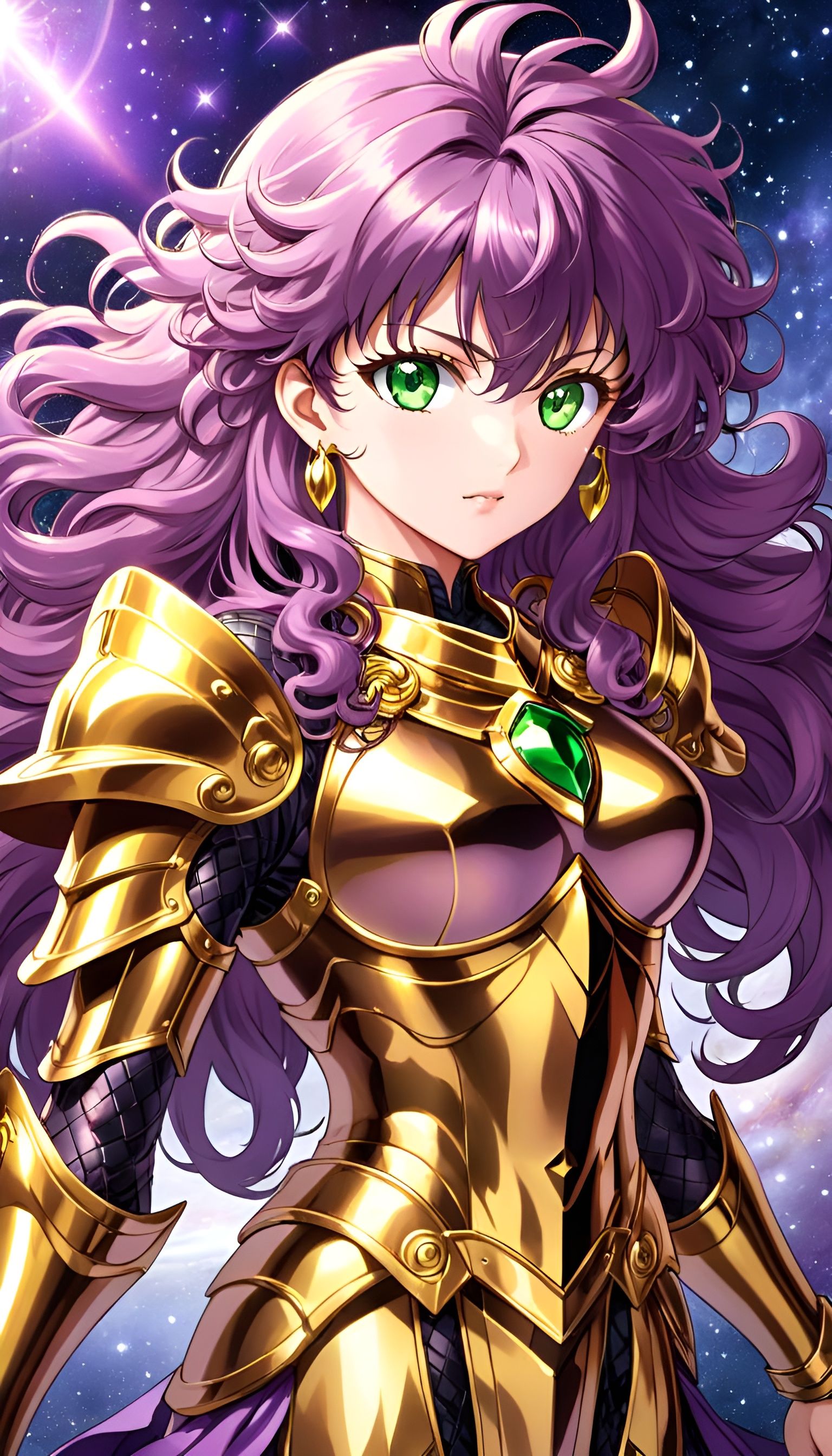 Female Gold Knight of Scorpio Constellation in Anime Style