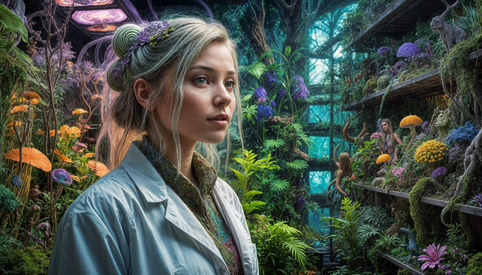 Psychedelic Fantasy Art of Woman and Strange Lifeforms