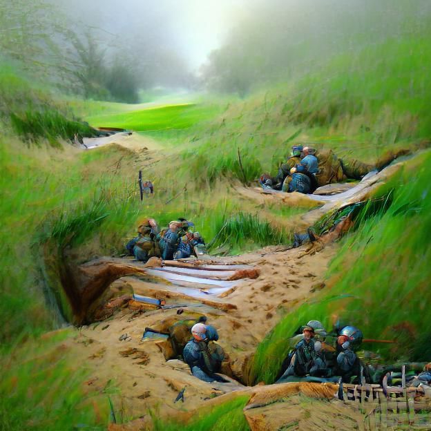 WWII German Soldiers in Omaha Beach Trenches