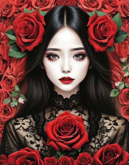 Rose Makeup Portrait in Trending Art Style