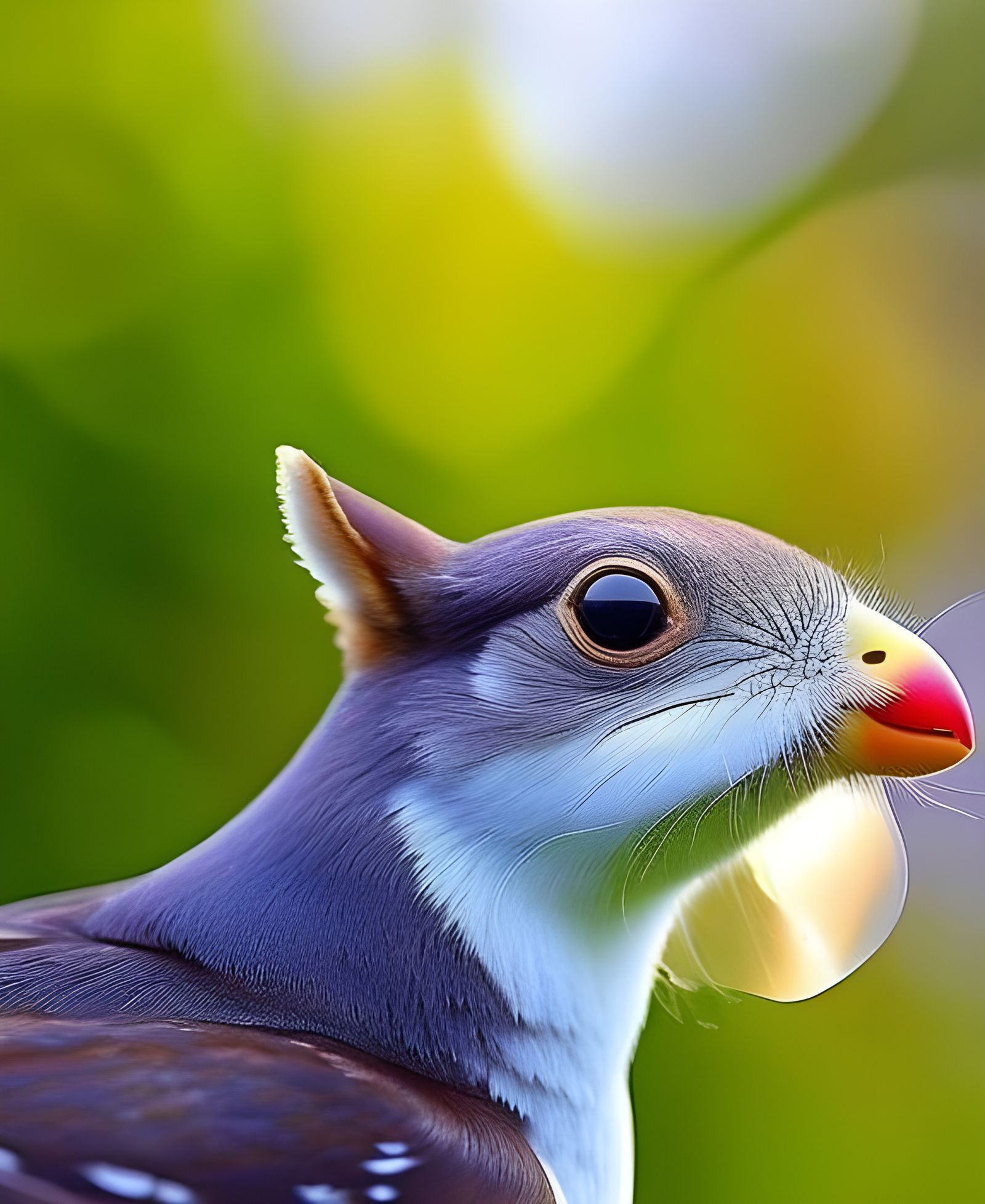 Squirrel Pigeon Hybrid in Pastel Pencil Sketch