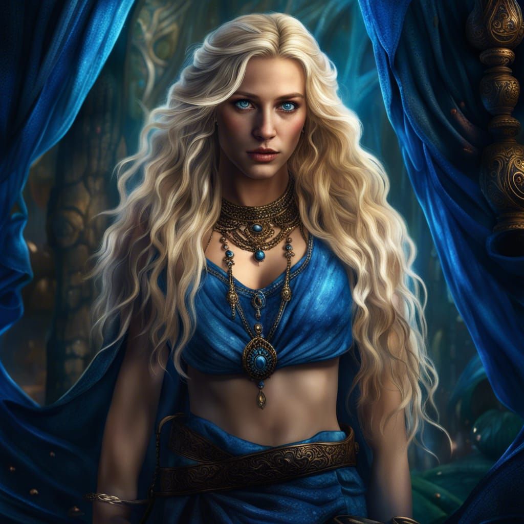 Amazon Sorceress with Flowing Hair: Fantasy Concept Art