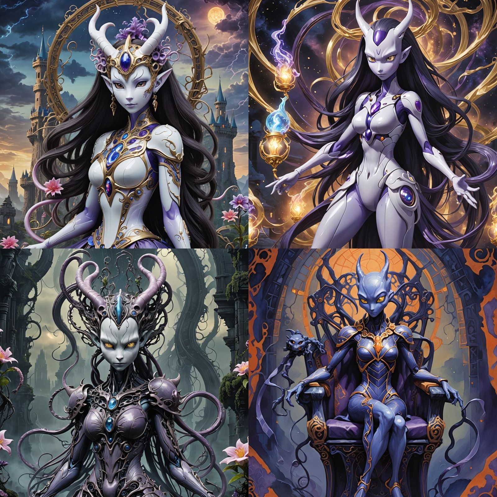 Demonic Porcelain Princess: Detailed Fantasy Art