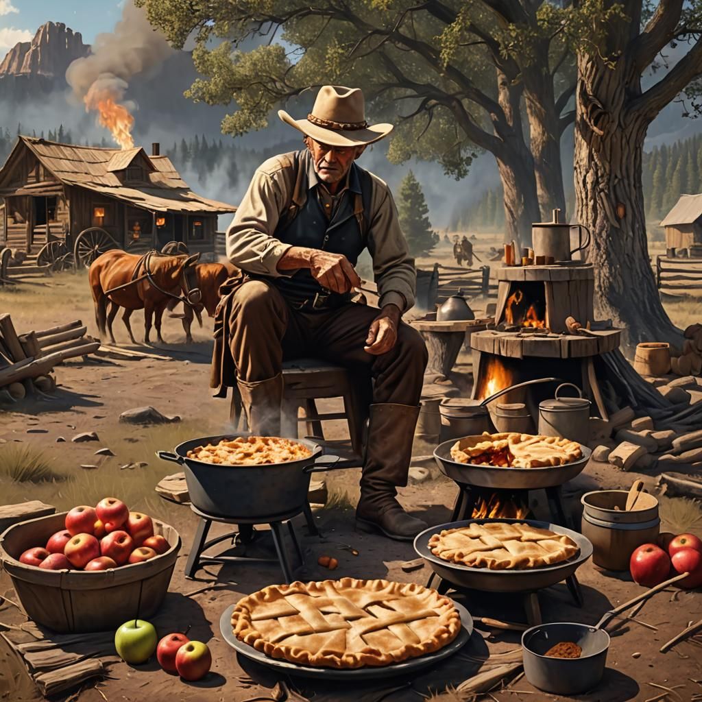 Cowboy Cook Makes Apple Pie in Remington Style
