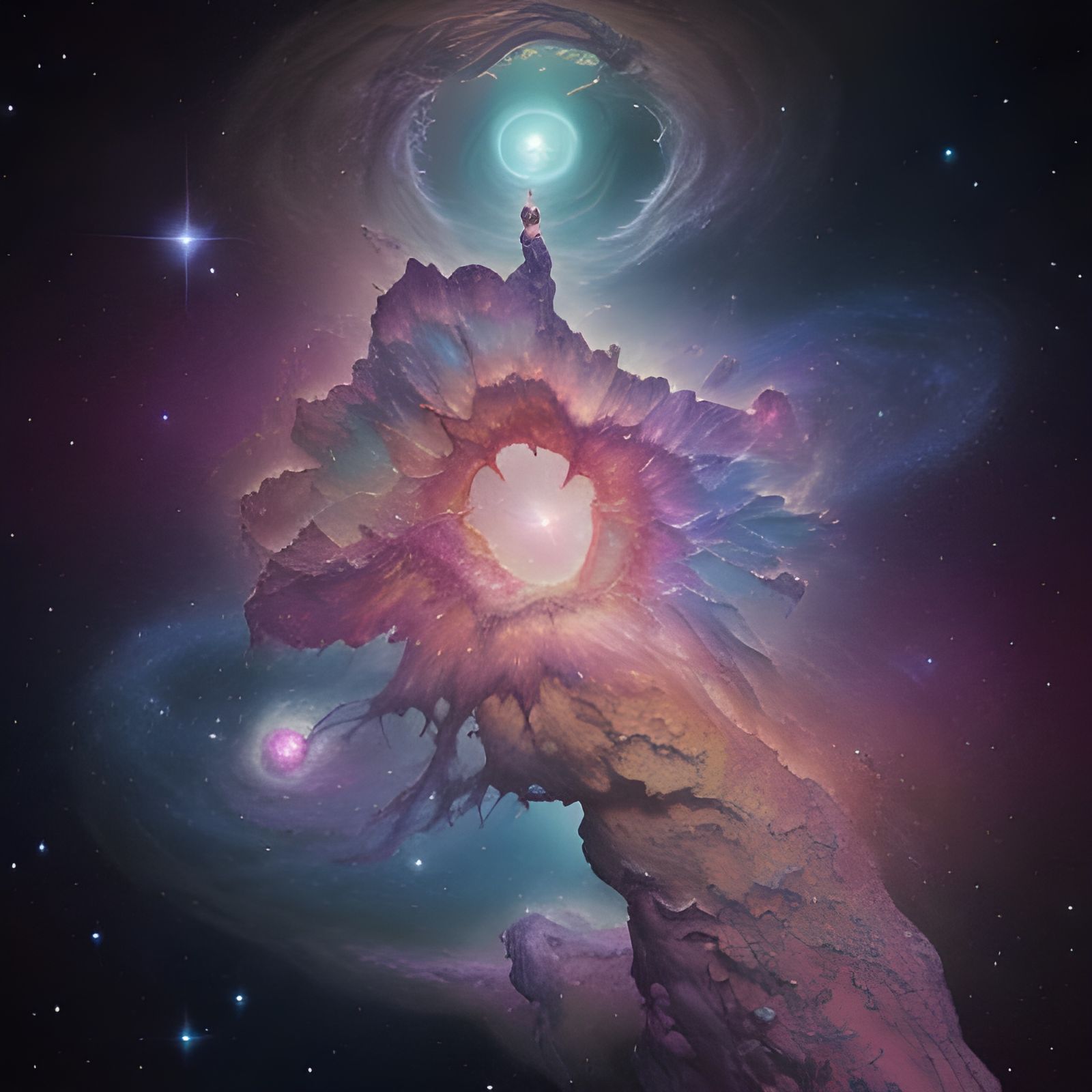 Pillars of Creation in Astral Holographic Style