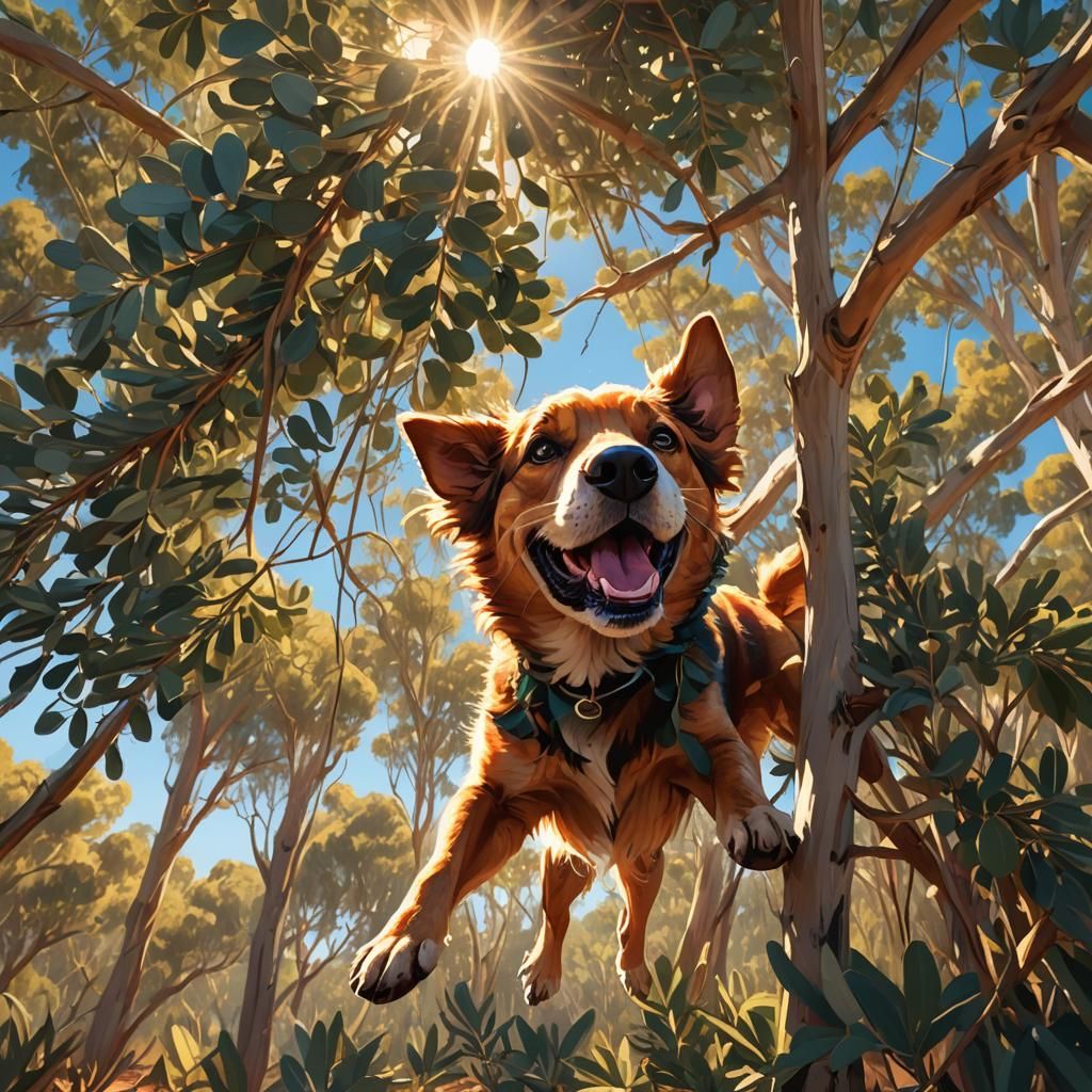 Dog Hanging Upside Down in Australian Outback