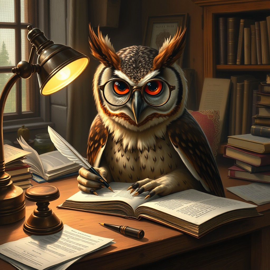 Owl Writer in Mystical Study, Froud Illustration